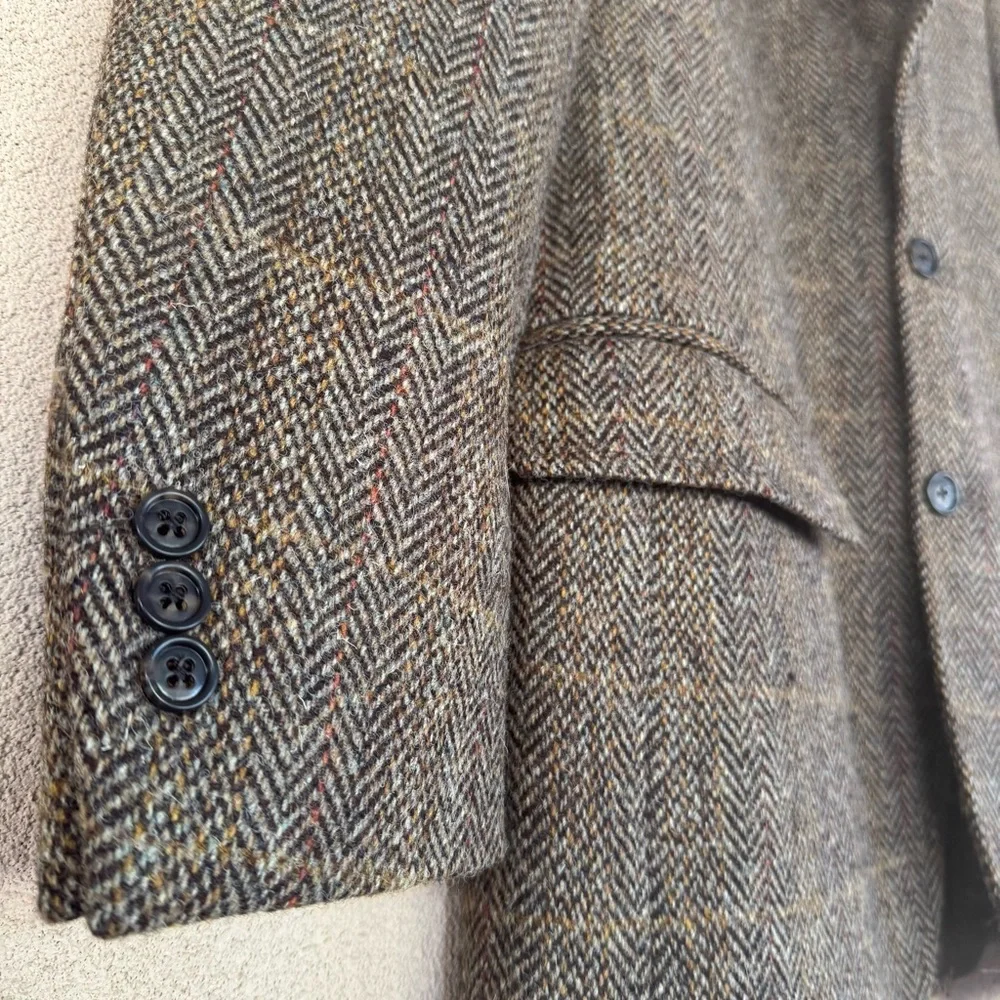 Harris Tweed Herringbone Sport Coat in Brown Autumn tones Sz 38S | Canada 🍁